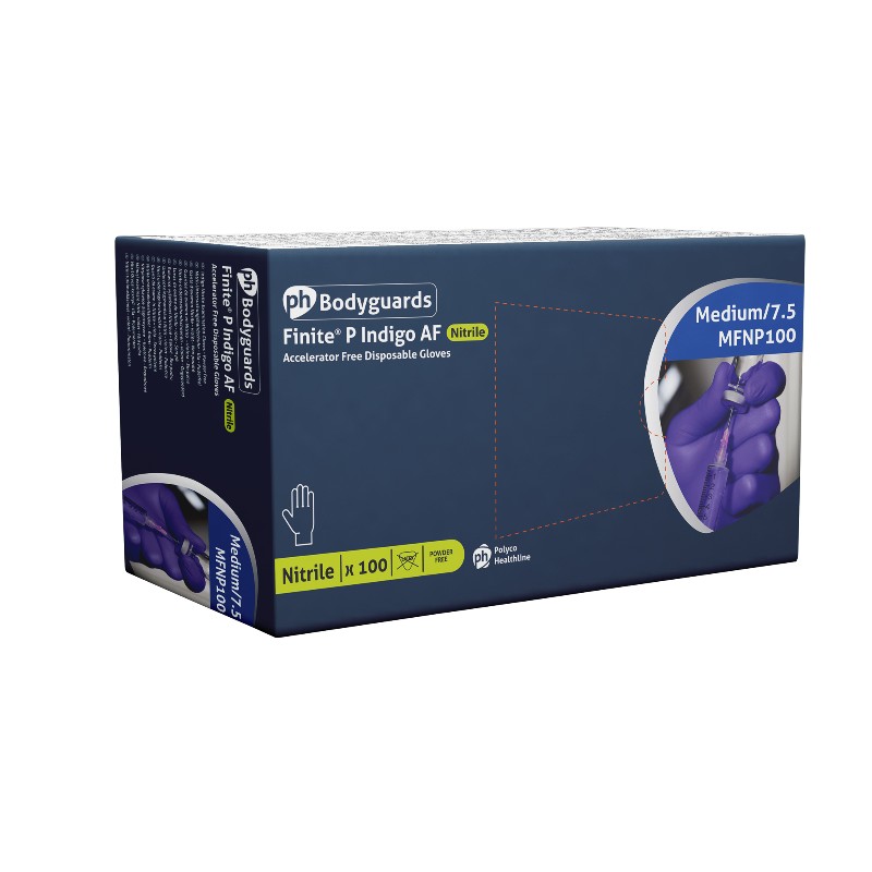 Polyco GL890-5.5 Bodyguards Nitrile PF Glove, Size 5.5, Blue